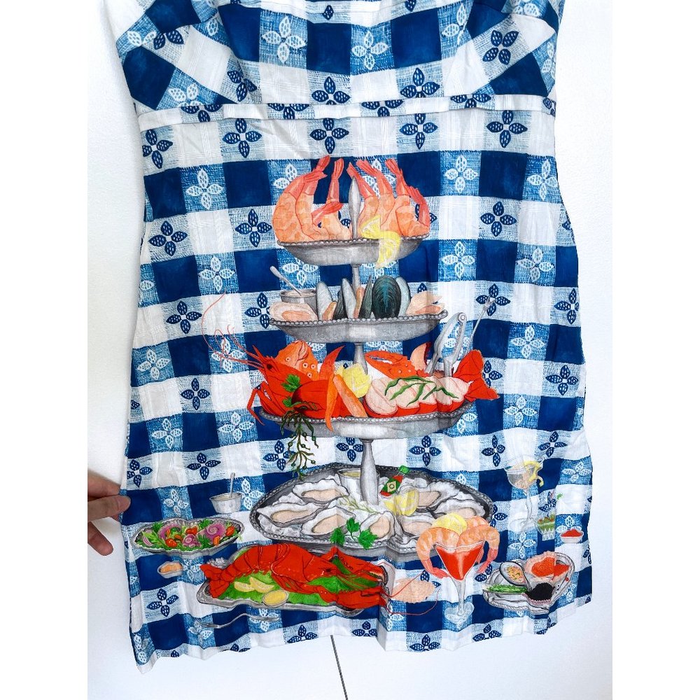 Rachel Antonoff Gwen Seafood Tower Print Mini Dress Blue Check Gingham Floral 6 - Picture 5 of 14